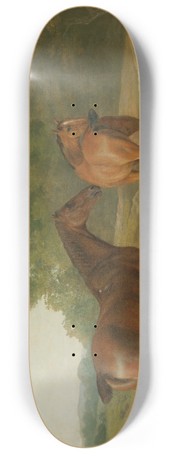 Jacques-Laurent Agasse - Two Horses Anda Greyhound In A Landscape 8.25 inch art skate deck