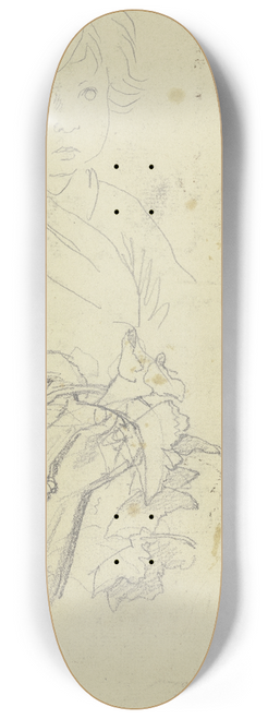 Jakob Becker - Studie zu einem kleinem Jungen, darunter eine Hand, die in eine Weinrebe greift 8.25 inch art skate deck