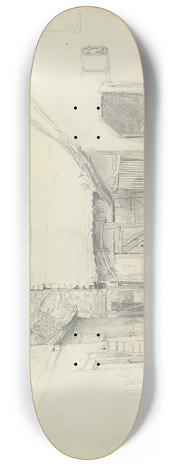 Jakob Frchtegott Dielmann - Bauernhof, rechts durch die offene Stalltr sieht man eine Kuh 8.25 inch art skate deck