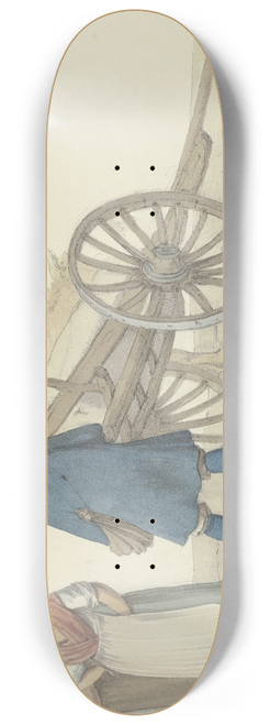 Jakob Frchtegott Dielmann - Ein Bauer und drei Frauen vom Hunsrck bei einer Karre, dahinter ein Rind 8.25 inch art skate deck