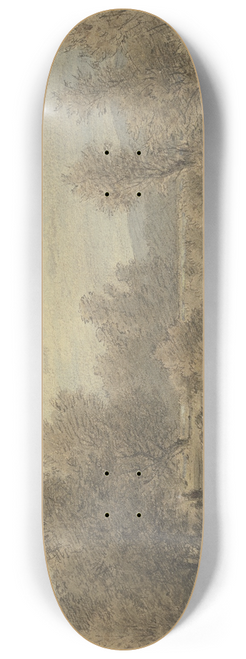 Jakob Maurer - Ein Kahn mit einem Fhrmann hlt am Ufer (Motiv an der Nied) 8.25 inch art skate deck