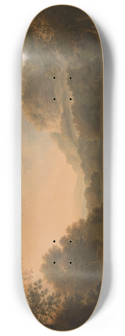 James Lambert of Lewes - Figures with a Donkey and Dog Crossing a Weir 8.25 inch art skate deck