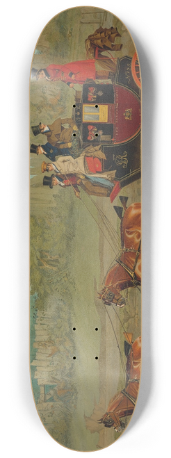 James Pollard - The London-Edinburgh Royal Mail coach setting a brisk pace on a summer day 8.25 inch art skate deck