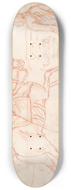 James Seymour - A Lady Riding Side-Saddle, Turns to Look at a Dismounted Rider 8.25 inch art skate deck