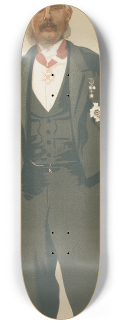 James Tissot - The Commader in Chief in India [General Sir Frederick Paul Haines], Military and Navy, from Vanity Fair, March 25, 1876 8.25 inch art skate deck