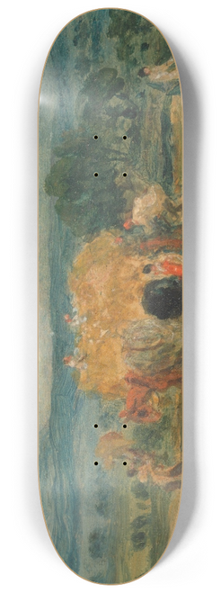 James Ward - A Harvest Scene with Workers Loading Hay on to a Farm Wagon 8.25 inch art skate deck