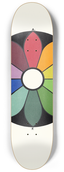 James Ward - Five pairs of Complementary Colours forming a Chromatic Circle. Each Colour has its Complementary directly opposite 8.25 inch art skate deck