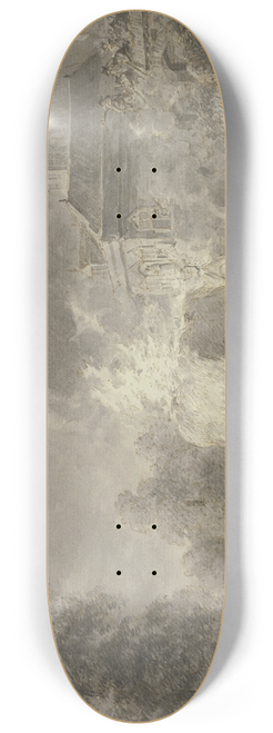 Jan Anthonie Langendijk - Truppen greifen hinter einem angezndeten Heuwagen ein Kloster an 8.25 inch art skate deck