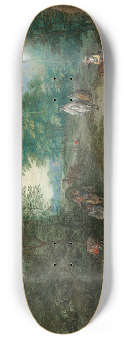 Jan Breughel The Elder - Wooded landscape with travellers 8.25 inch art skate deck