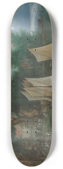 Jan Brueghel The Elder - A landing stage near a village with shipping and figures 8.25 inch art skate deck