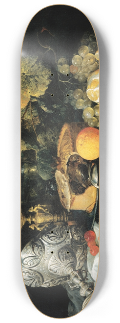 Jan Davidsz de Heem - Sumptuous Still Life With Fruits, Pie And Goblets 8.25 inch art skate deck