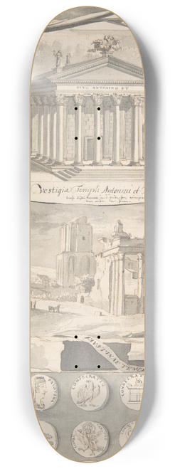 Jan Goeree - A Reconstruction of the Temple of Antonious and Faustina (above) and a View of the Ruins (below) 8.25 inch art skate deck