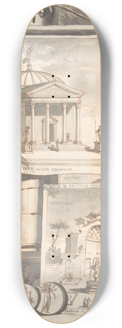 Jan Goeree - A Reconstruction of the Templum Isis (above) and a View of the Ruins (below) 8.25 inch art skate deck