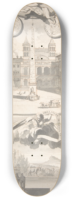 Jan Goeree - A View of the Obelisk and Saint John in Lateran (above) and a View of an Egyptian Site (below) 8.25 inch art skate deck
