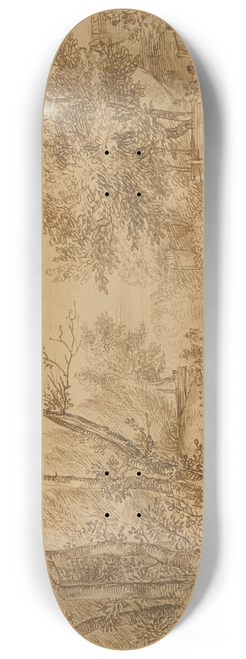 Jan Lievens - View of a Path in the Hague Forest, with Beggars at the Door of a Cottage 8.25 inch art skate deck