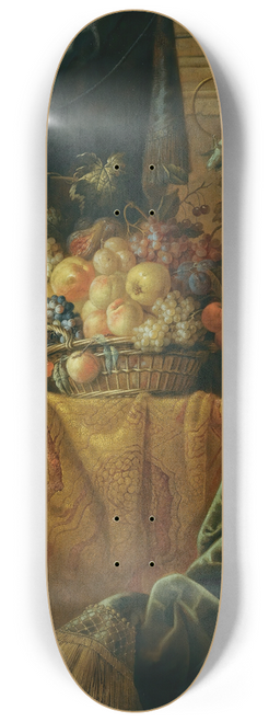 Jan Pauwel Gillemans the Younger - A Still Life With A Basket Of Fruit And A Parakeet Upon A Ledge Draped WithA Damask Beside An Ormolu Mounted Porphyry Vase 8.25 inch art skate deck