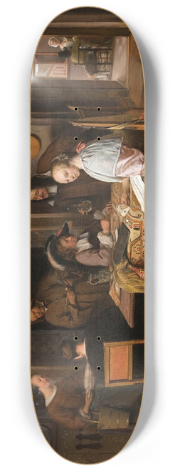 Jan Steen - An Elegant Company In An Interior With Figures Playing Cards At A Table 8.25 inch art skate deck