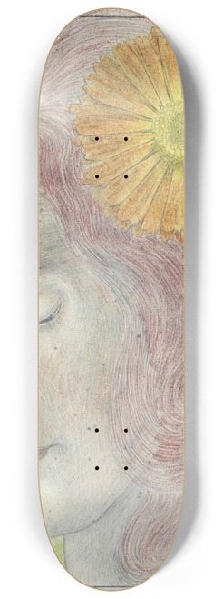 Jan Toorop - Vrouwenkop met rossig haar en Chrysant 8.25 inch art skate deck