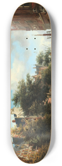 Jan van der Heyden - Amsterdam City View with Houses on the Herengracht and the old Haarlemmersluis 8.25 inch art skate deck