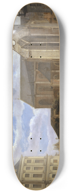 Jan van der Heyden - The Dam in Amsterdam towards the Townhall and Nieuwe Kerk 8.25 inch art skate deck