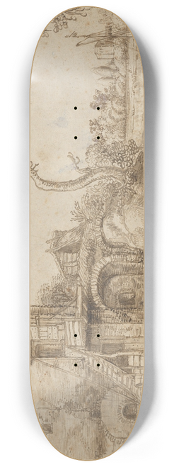 Jan van de Velde II - An Inhabited Ruin on the Bank of a River 8.25 inch art skate deck