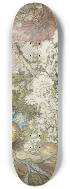 Jan van Huysum - Sketch for a Still Life of Fruit and Flowers 8.25 inch art skate deck