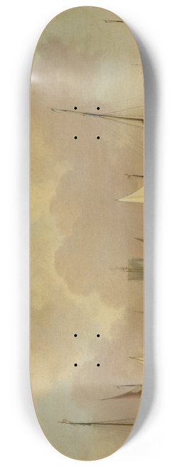 Jan Van Os - Boats and Sailboats on a Quiet Sea 8.25 inch art skate deck