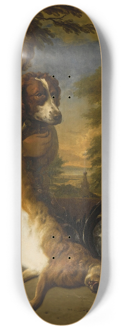 Jan Weenix - A Boy And A Dog With A Still Life Of Game, In A Park Landscape 8.25 inch art skate deck