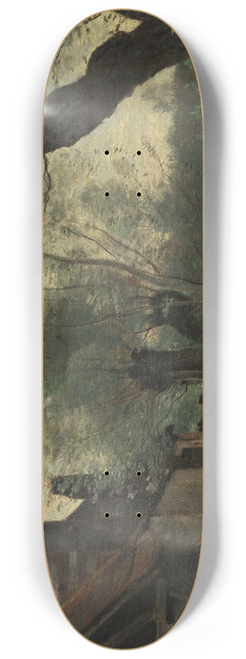 Jean-Baptiste-Camille Corot - Willows and Farmhouse at Sainte-Catherine-ls-Arras 8.25 inch art skate deck