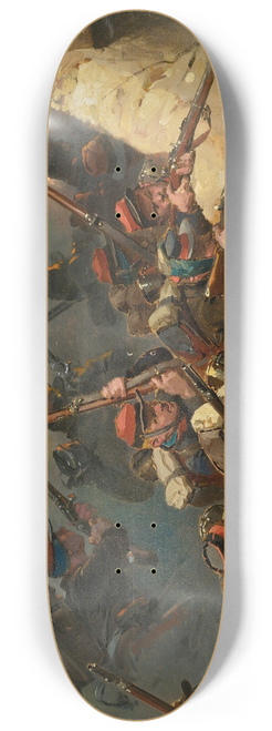 Jean-Baptiste douard Detaille - Embusqus Derrire Un Mur. Fantassins De La Ligne; A Fragment From The Panorama Of The Battle Of Champigny 8.25 inch art skate deck