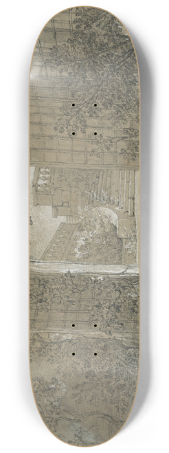 Jean-Baptiste Oudry - Landscape with a Staircase and a Balustrade 8.25 inch art skate deck