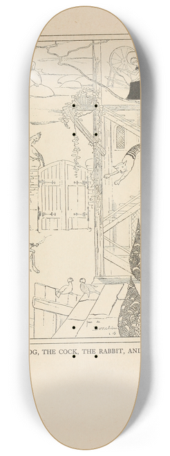 Jean de Bosschre - The Cat, the Dog, the Cock, the Rabbit, and the Goose 8.25 inch art skate deck