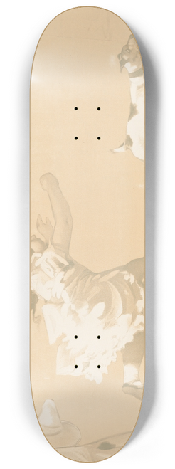 Jean de Paleologue - Girl chasing a dog who is chasing a rabbit while a clown looks on 8.25 inch art skate deck