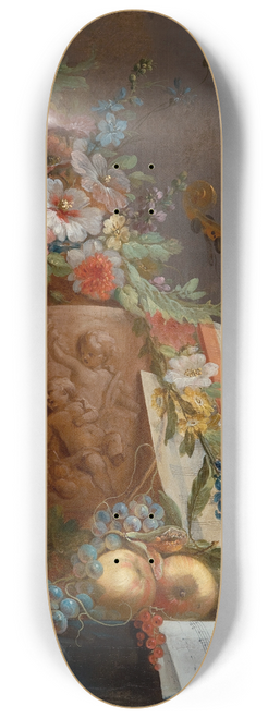 Jean-Jacques Bachelier - Still life with flowers and a violin 8.25 inch art skate deck