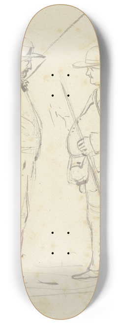 Jean-Jacques de Boissieu - A hunter and an angler 8.25 inch art skate deck