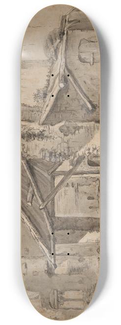 Jean-Jacques de Boissieu - Personnages devant des habitations et des ruines 8.25 inch art skate deck
