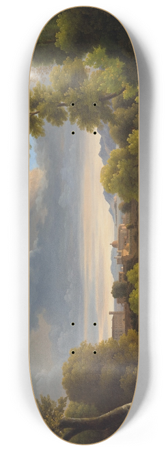 Jean-Joseph-Xavier Bidauld - A view of Vietri near the sea in the Gulf of Salerno with Capri in the background 8.25 inch art skate deck