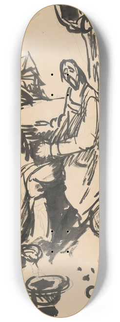 Jn Novk - Blind Beggar Playing the Harmonica 8.25 inch art skate deck