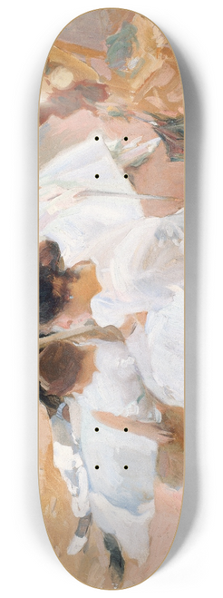 Joaqun Sorolla - Under the awning, on the Beach at Zarauz 8.25 inch art skate deck