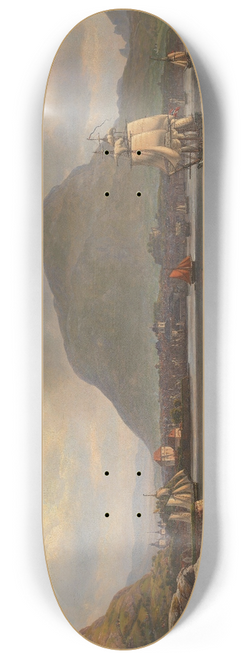 Johan Christian Dahl - Bergen seen from the northern Inlet 8.25 inch art skate deck