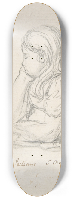 Johan Christian Dahl - Portrait of Juliane Sophie Heger as a Child, leaning on a Table 8.25 inch art skate deck