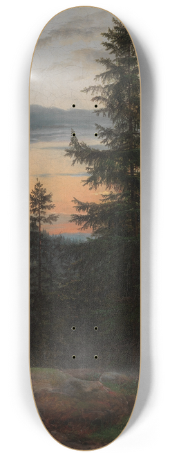 Johan Christian Dahl - Two Men before a Waterfall at Sunset 8.25 inch art skate deck