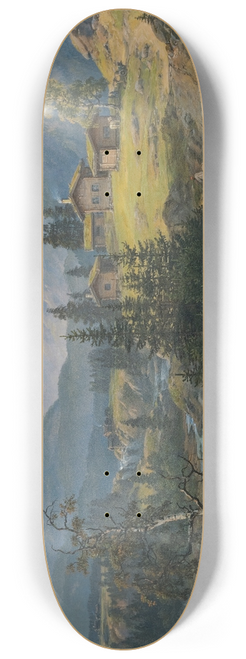 Johan Christian Dahl - View Of ylo Farm, Valdres 8.25 inch art skate deck