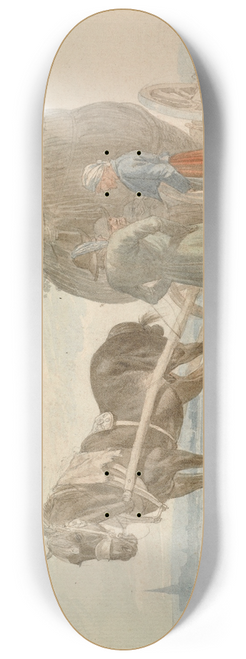 Johann Adam Klein - Austrian Peasants with a Horse and Cart, with a View of Vienna in the Distance 8.25 inch art skate deck