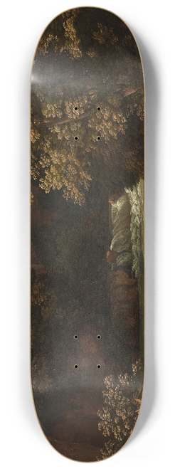 Johann Christian Reinhart - View Of The Ponte Lupo On The River Anio Near Tivoli, In The Foreground A Youth Playing The Lyre 8.25 inch art skate deck