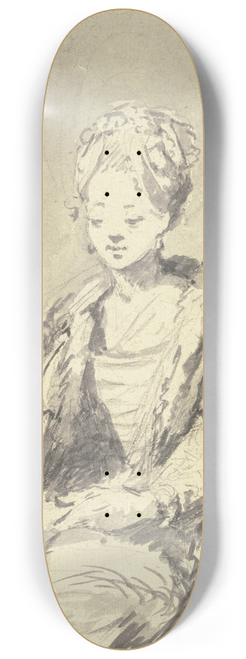 Johann Emanuel Goebel - Dame, auf einem Stuhl sitzend 8.25 inch art skate deck