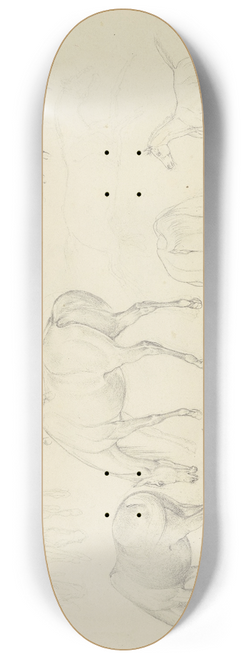 Johann Erdmann Gottlieb Prestel - Study sheet; Horses 8.25 inch art skate deck