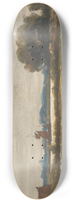 Johannes Gijsbert Vogel - Riviergezicht bij Sliedrecht met zeilschip 8.25 inch art skate deck