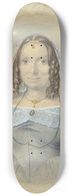 Johannes Hari - Vrouw in een blauwe japon met een kanten schouderkraag 8.25 inch art skate deck