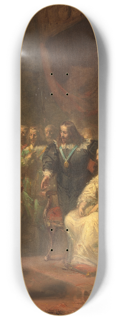 Johannes Hinderikus Egenberger - Tromp introduces the young Prince William of Orange to King Charles I of England, Anno 1641 8.25 inch art skate deck